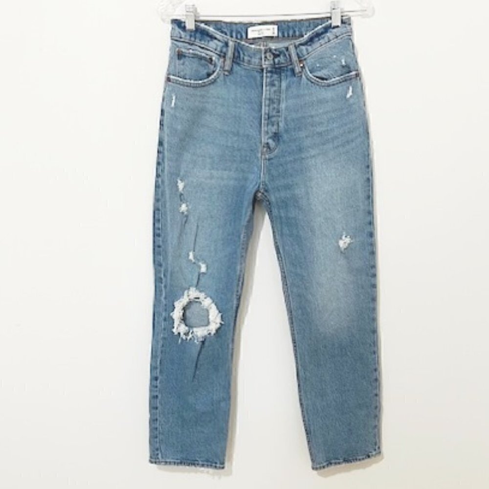 Abercrombie & Fitch The Dad High Rise Jeans Straight Distressed Size 27/4s